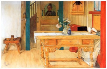 カール・ラーソン Painting - 日曜日の休息 1900年 カール・ラーソン